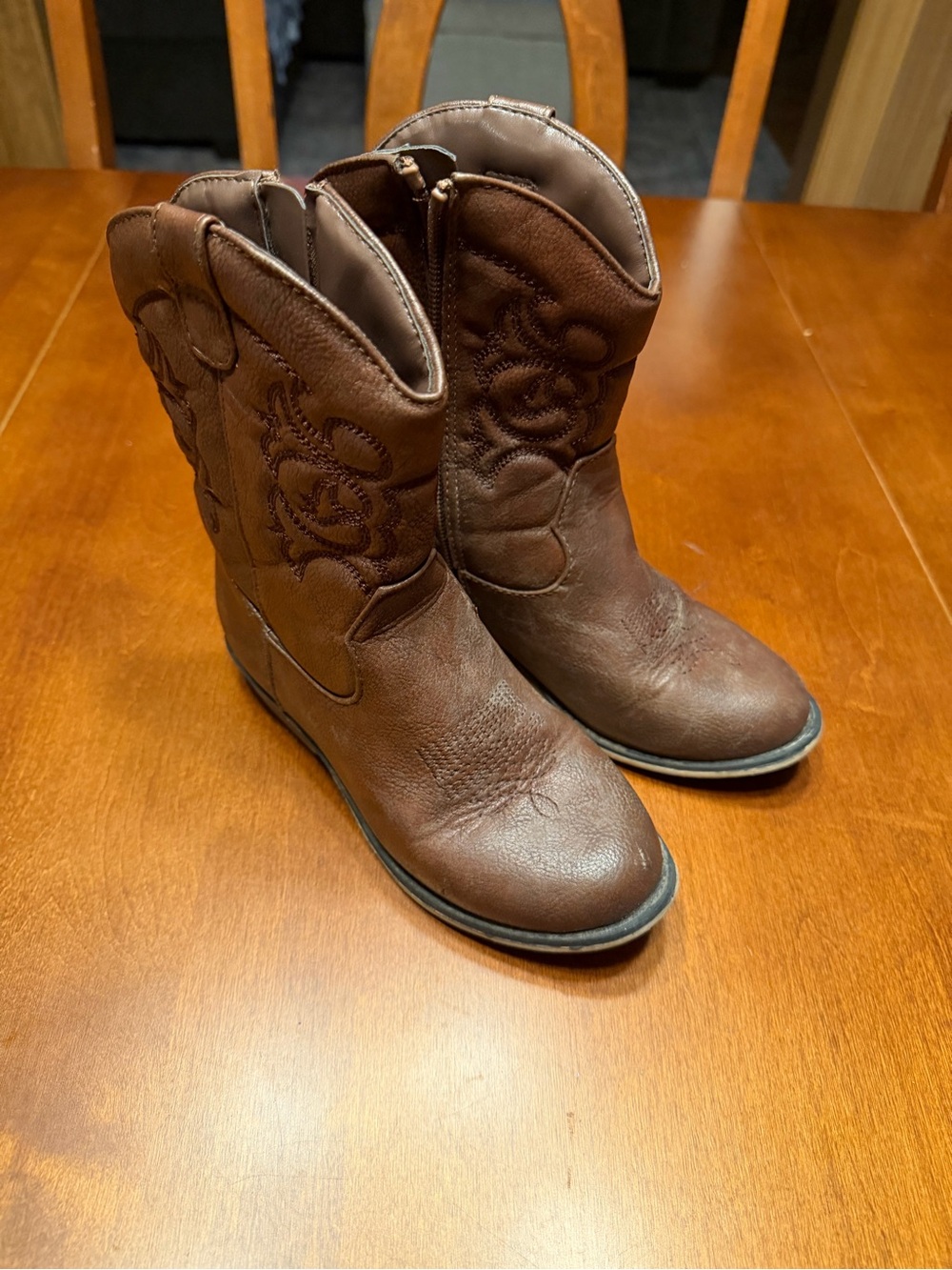 Cat & Jack Brown Embroidered Kids Western Boots